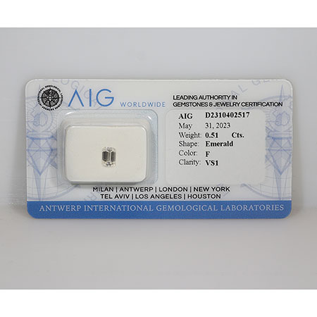 0.51 ct Emerald Cut Natural Diamond : F / VS1