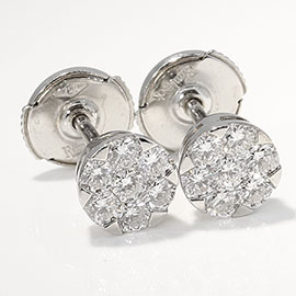 18K White Gold Fashion Stud Earrings : 0.85 cttw Diamonds