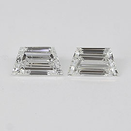 0.69 cttw Pair of Trapezoid Step Cut Natural Diamonds : G / VS2