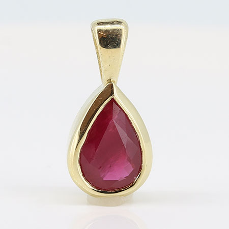 14K Yellow Gold Solitaire Pendant : 0.60 cttw Ruby