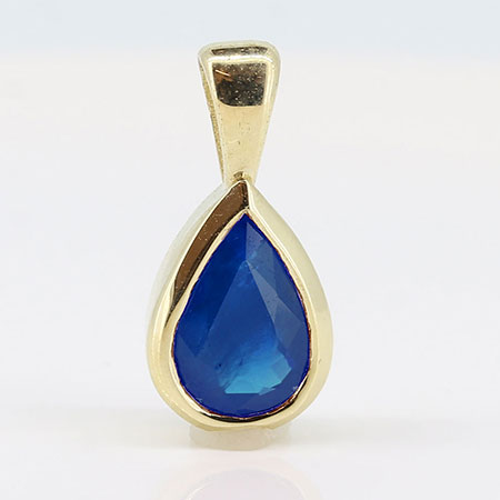 14K Yellow Gold Solitaire Pendant : 0.60 cttw Blue Sapphire