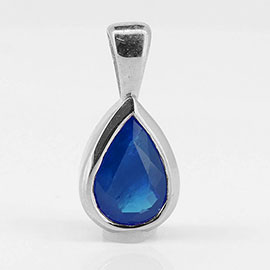 14K White Gold Solitaire Pendant : 0.60 cttw Blue Sapphire