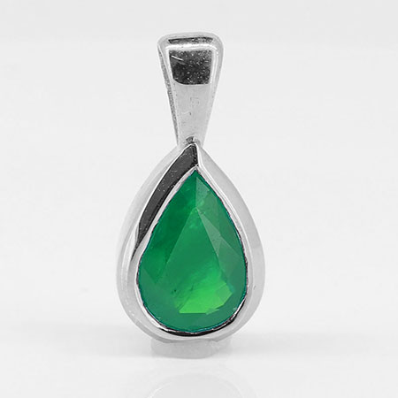 14K White Gold Solitaire Pendant : 0.60 cttw Emerald