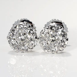 18K White Gold Fashion Stud Earrings : 1.00 cttw Diamonds