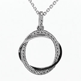 14K White Gold Drop Pendant : 0.25 cttw Diamonds