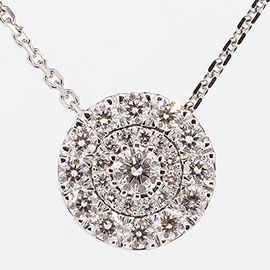 14K White Gold Drop Double Sided Pendant : 0.80 cttw Diamonds & Sapphires