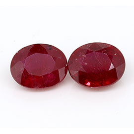 1.07 cttw Pair of Oval Natural Rubies : Rich Darkish Red