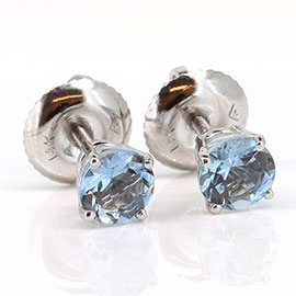 14K White Gold Stud Earrings : 0.60 cttw Aquamarines