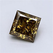 1.04 ct Fancy Deep Brown-Greenish Yellow / SI2 Princess Cut Natural Diamond