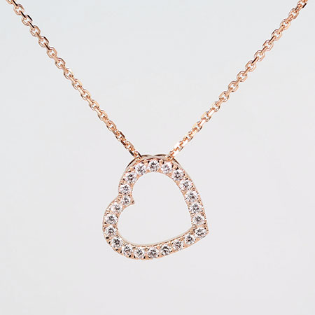 14K Rose Gold Heart Pendant : 0.21 cttw Diamonds