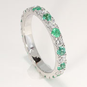 14K White Gold 1.50cttw Diamond & Emerald Band