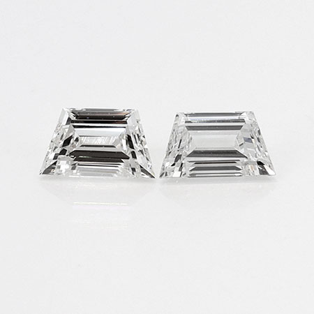 0.47 cttw Pair of Trapezoid Step Cut Natural Diamonds : G / VS1