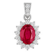 14K White Gold 1.15cttw Ruby & Diamond Pendant