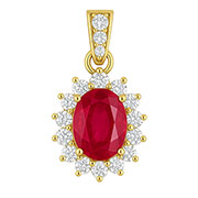 14K Yellow Gold 1.15cttw Ruby & Diamond Pendant