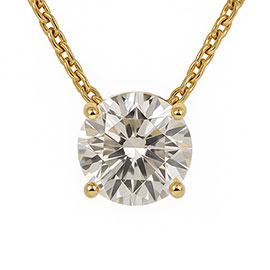 14K Yellow Gold Solitaire Pendant : 1.00 cttw Lab Grown Diamond