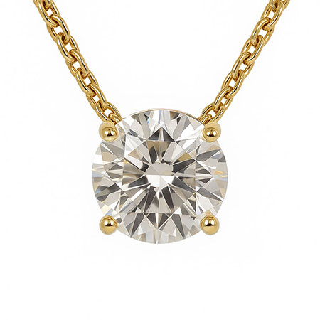 14K Yellow Gold Solitaire Pendant : 1.00 cttw Lab Grown Diamond