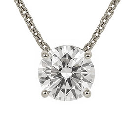 14K White Gold Solitaire Pendant : 1.00 cttw Lab Grown Diamond