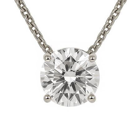 14K White Gold Solitaire Pendant : 1.00 cttw Lab Grown Diamond