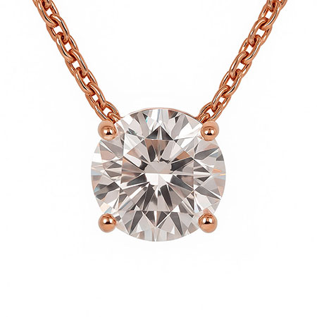 14K Rose Gold Solitaire Pendant : 1.00 cttw Lab Grown Diamond