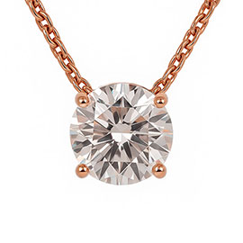 14K Rose Gold Solitaire Pendant : 1.00 cttw Lab Grown Diamond