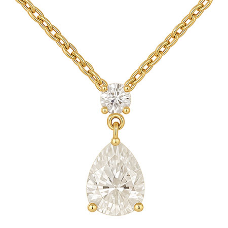 14K Yellow Gold Drop Pendant : 0.82 cttw Lab Grown Diamonds