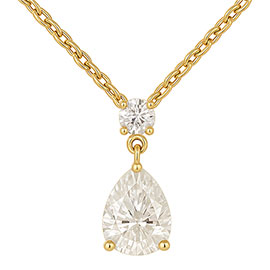 14K Yellow Gold Drop Pendant : 0.82 cttw Lab Grown Diamonds