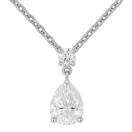 14K White Gold Drop Pendant : 0.82 cttw Lab Grown Diamonds