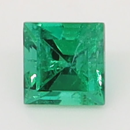 0.09 ct Princess Cut Natural Emerald : Rich Green