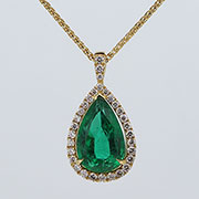 18K Yellow Gold 4.76cttw Emerald & Diamond Pendant