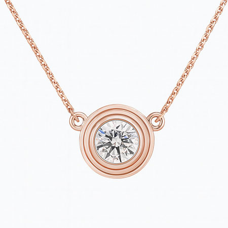 18K Rose Gold Solitaire Pendant : 0.40 cttw Diamond