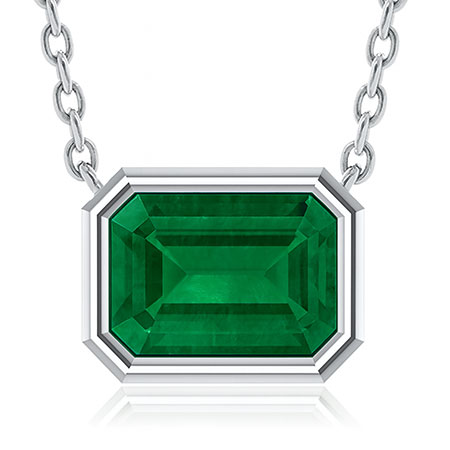 14K White Gold Solitaire Pendant : 1.00 cttw Emerald