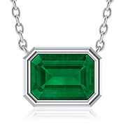 14K White Gold 1.00cttw Emerald Pendant