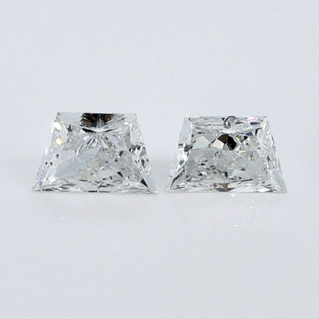 0.35 cttw Pair of Trapezoid Natural Diamonds : D / VVS2