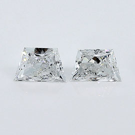 0.35 cttw Pair of Trapezoid Natural Diamonds : D / VVS2