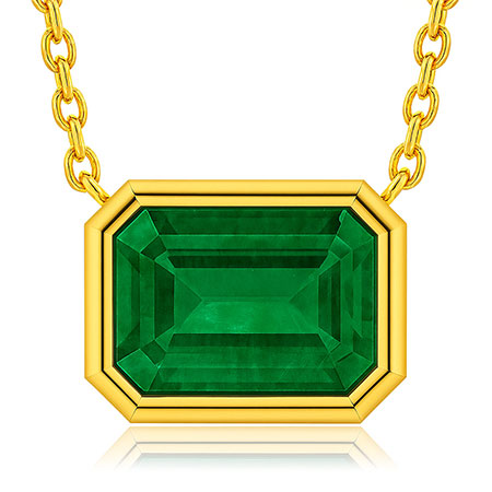 14K Yellow Gold Solitaire Pendant : 1.00 cttw Emerald