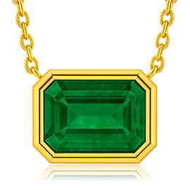 14K Yellow Gold Solitaire Pendant : 1.00 cttw Emerald