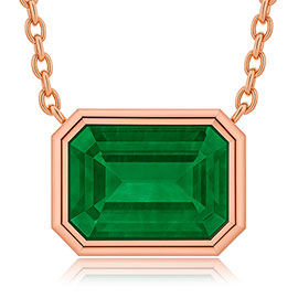 14K Rose Gold Solitaire Pendant : 1.00 cttw Emerald
