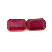 0.73 cttw Pigeon Blood Red Pair of Emerald Cut Natural Rubies