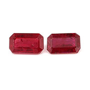 0.73 cttw Pigeon Blood Red Pair of Emerald Cut Natural Rubies