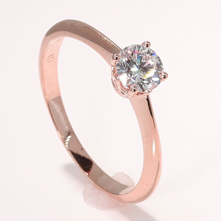 18K Rose Gold Solitaire Ring : 0.50 ct Diamond