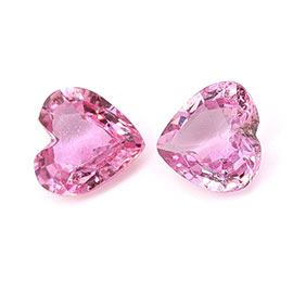 0.53 cttw Pair of Heart Shape Natural Pink Sapphires : Fine Pink
