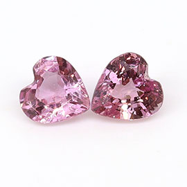 0.55 cttw Pair of Heart Shape Natural Pink Sapphires : Fine Pink