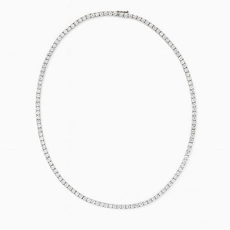 14K White Gold Multi Stone Necklace : 13.00 cttw Lab Grown Diamonds