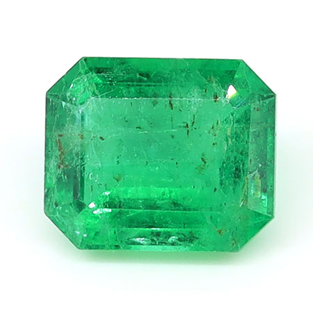 0.74 ct Emerald Cut Natural Emerald : Grass Green