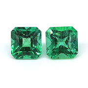 0.62 cttw Rich Green Pair of Asscher Cut Natural Emeralds