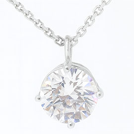 14K White Gold Solitaire Pendant : 1.00 cttw Diamond
