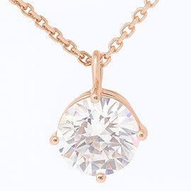 14K Rose Gold Solitaire Pendant : 1.00 cttw Diamond