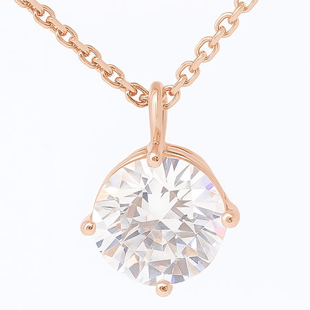 14K Rose Gold Solitaire Pendant : 1.00 cttw Diamond