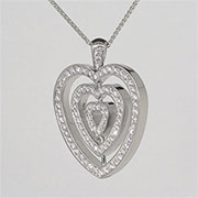18K White Gold 3.00cttw Diamond, Ruby & Emerald Pendant