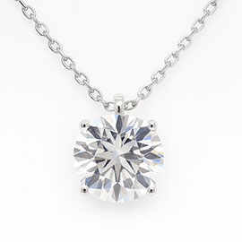 14K White Gold Solitaire Pendant : 3.00 cttw Lab Grown Diamond